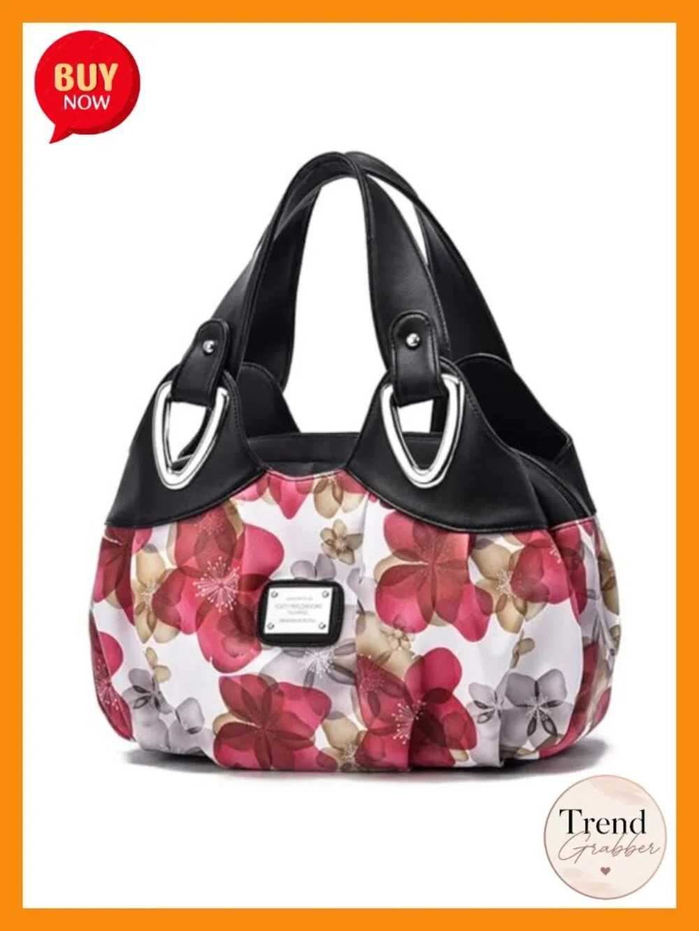 Faux Leather Multi Pocket Large Tote Satchel Printed Hobo Bag